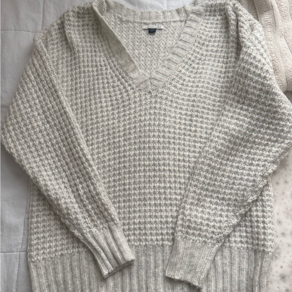 American Eagle So Cozy Waffle V-Neck Sweater